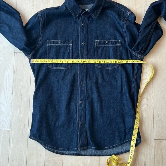 AG Adriano Goldschmied Denim Men’s Utility Snap Button Dark Indigo Shirt Large - Picture 8 of 16